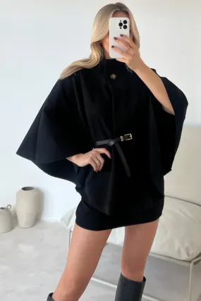 Catalina black belted cape