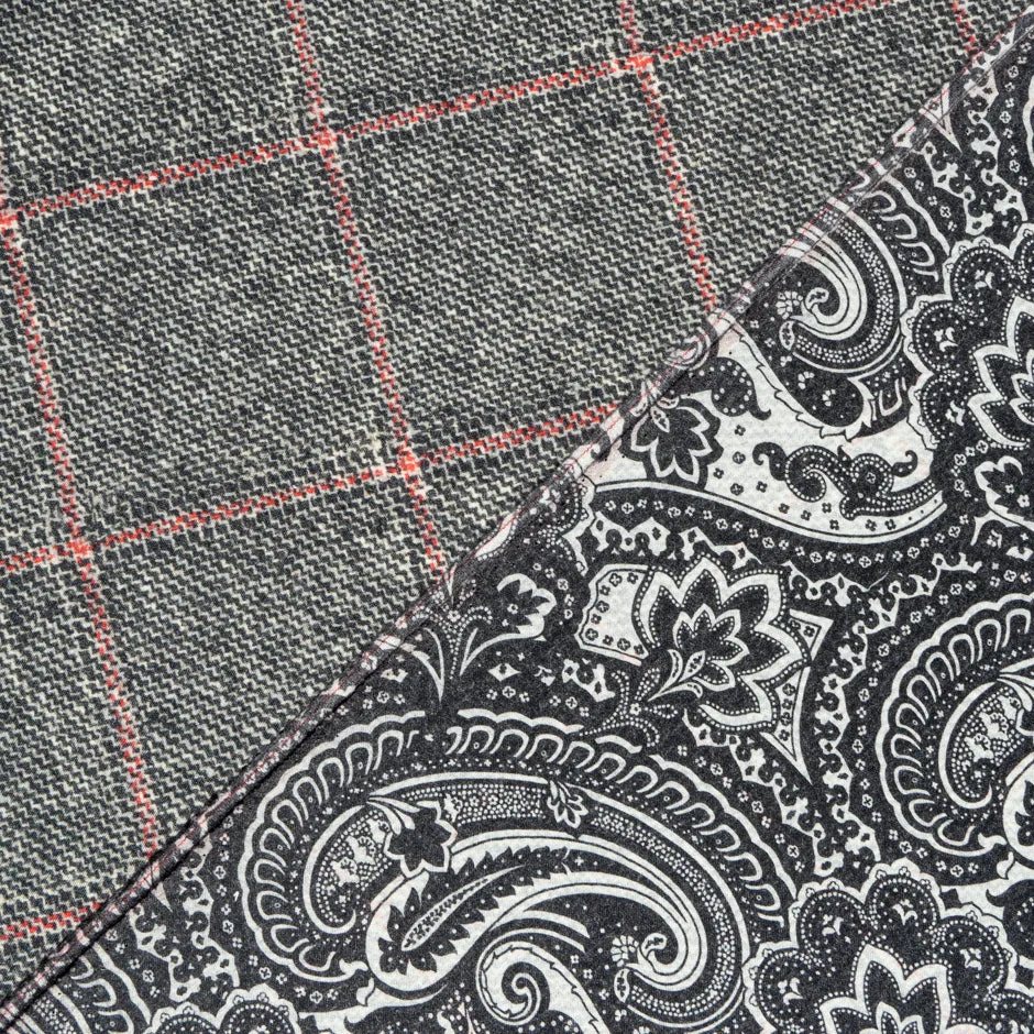 Checkered & Paisley Printed Double Sided Pure Wool