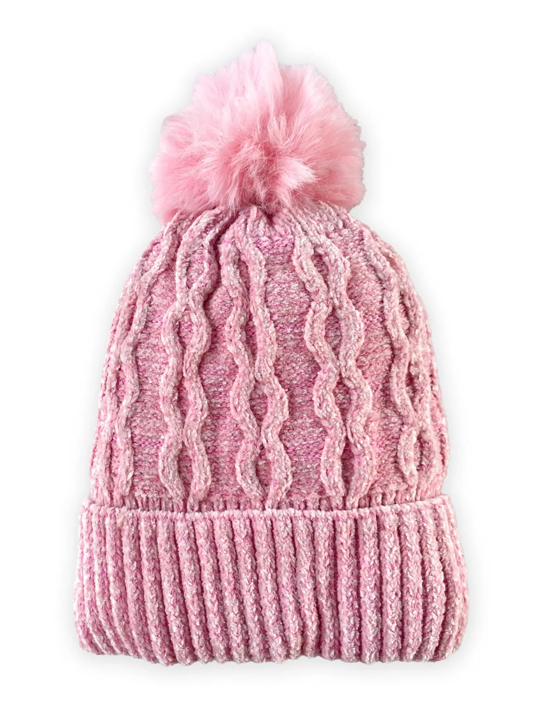 Chenile Baby Knitted Cap with Faux Fur