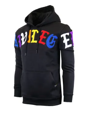 CHENILLE EMBROIDERY FLEECE HOODIE-H11055 (BLACK)