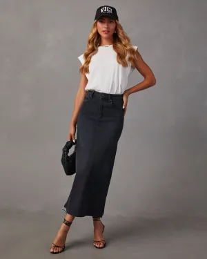 Chic Side Slit Denim Midi Skirt