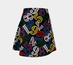 Colorful Number Cloud Flare Skirt