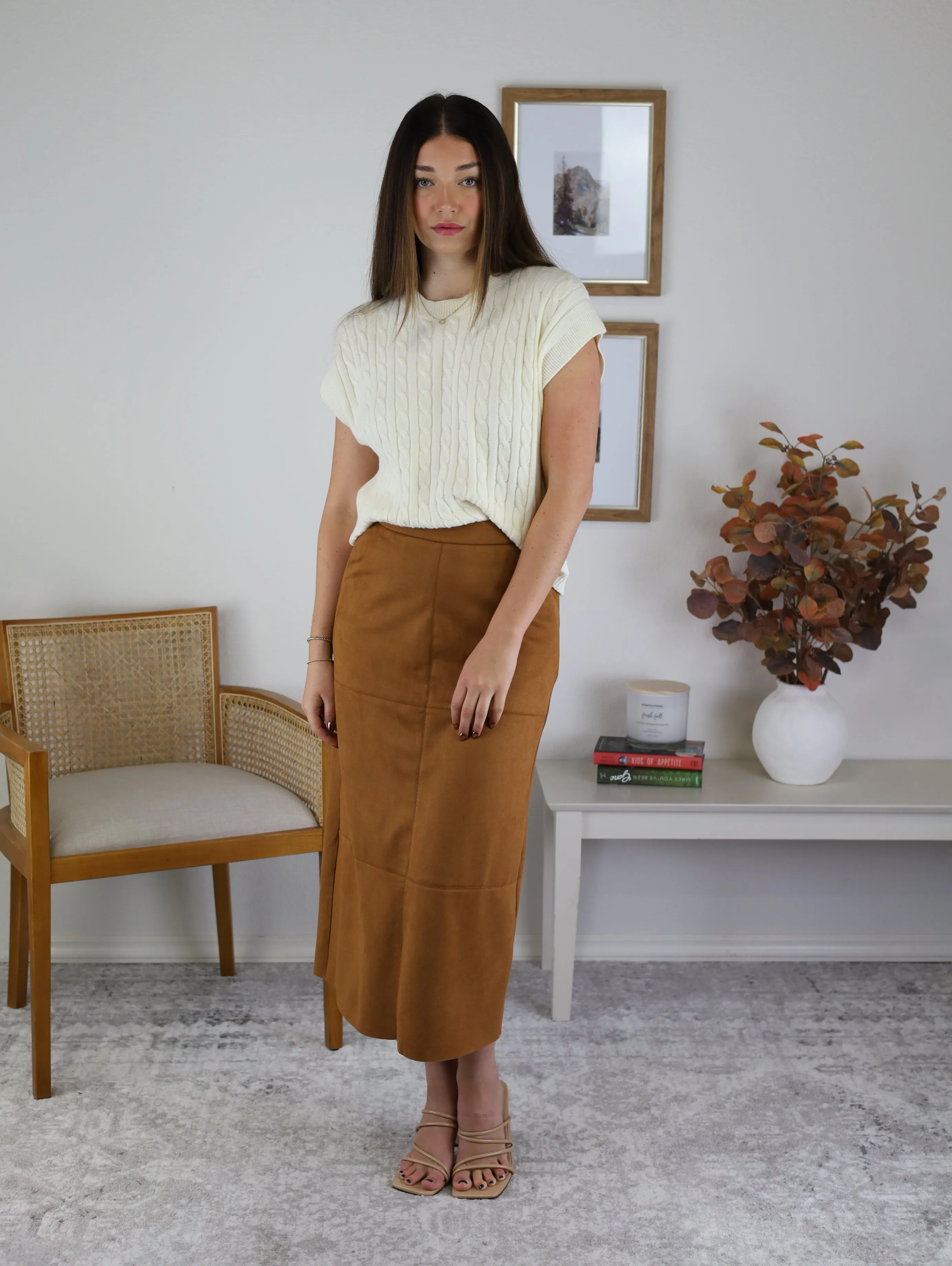 Connie Suede Midi Skirt