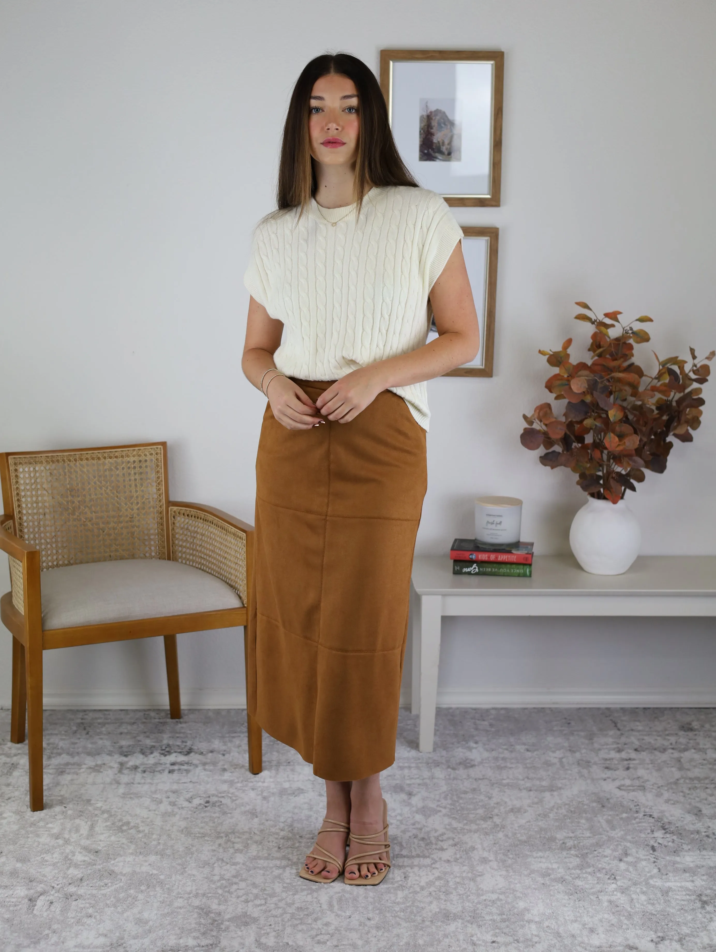 Connie Suede Midi Skirt