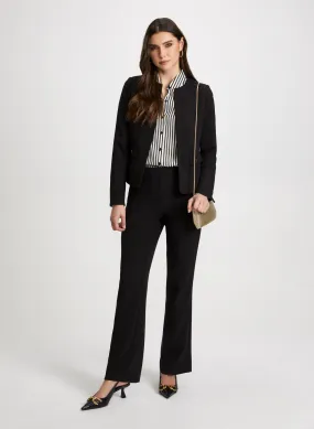 Cropped Collarless Jacket & Wide Leg Pants