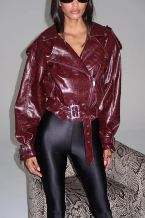 Cropped Moto Jacket Merlot