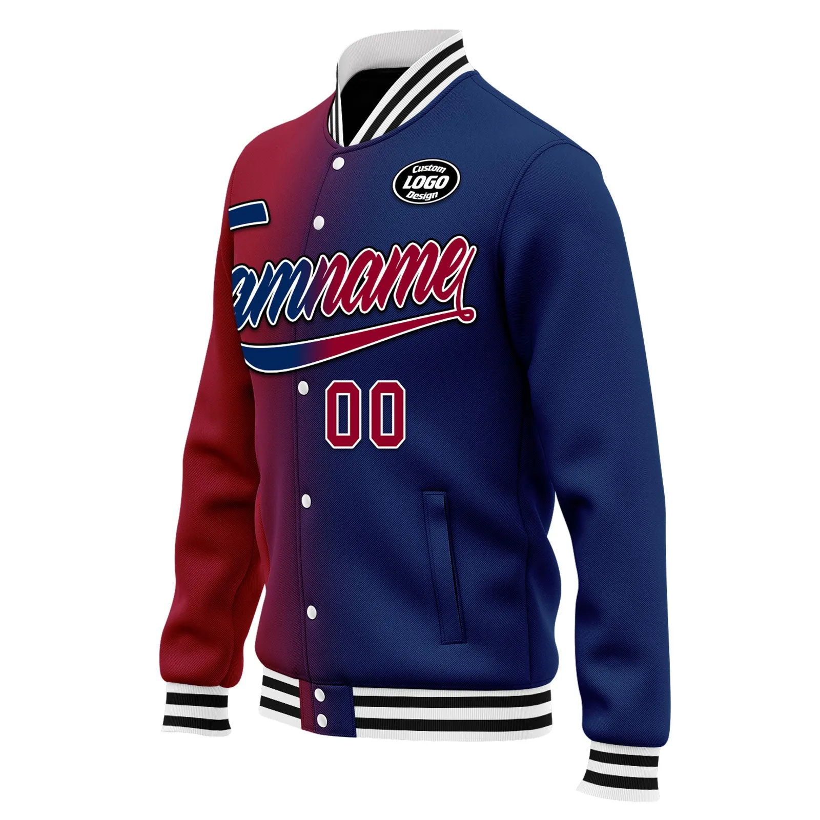 Custom Gradient Fashion Jacket Bomber Full-Snap Varsity Letterman Personalized Jacket FZ005-D028016-3