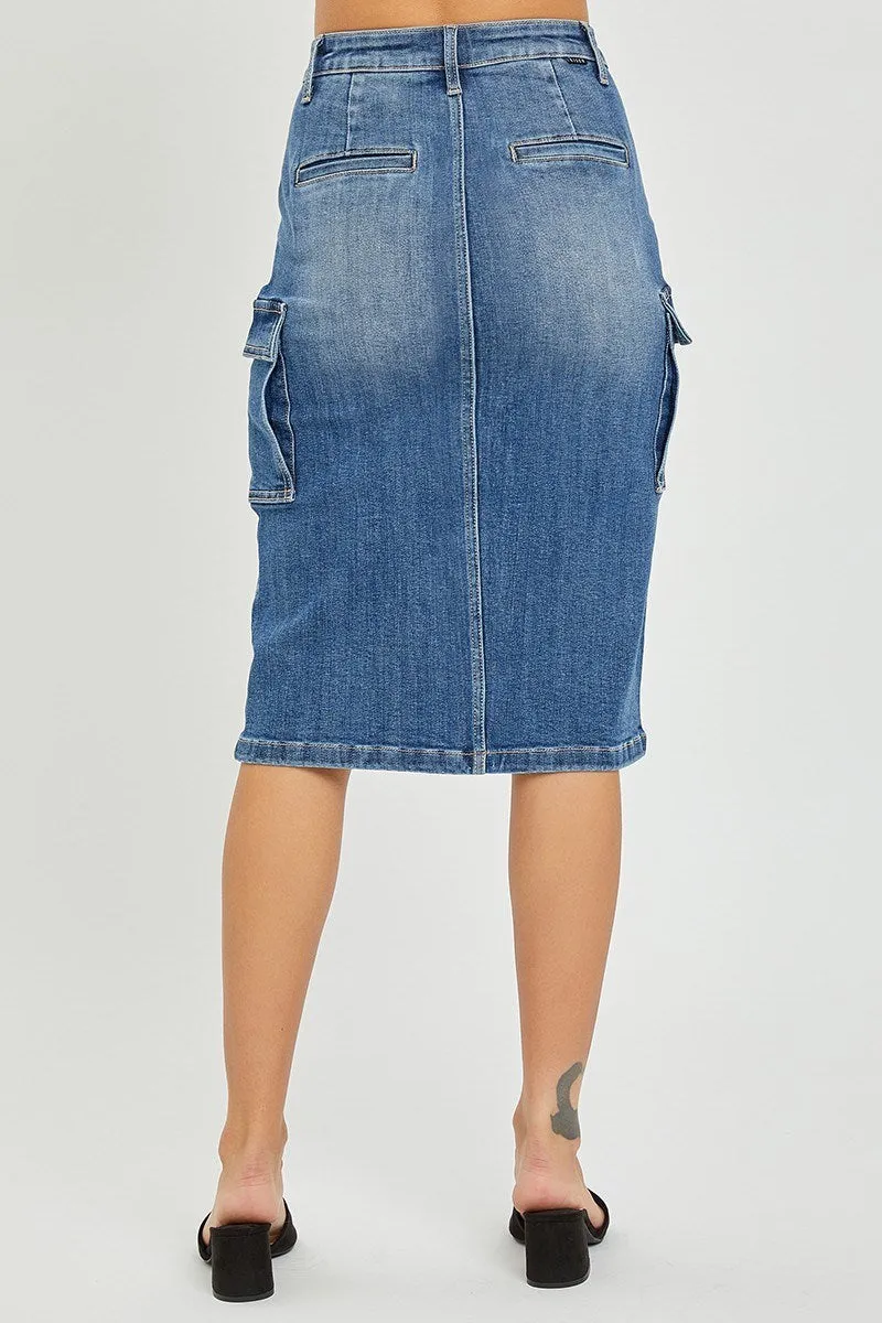 Denim High-Rise Midi Skirt