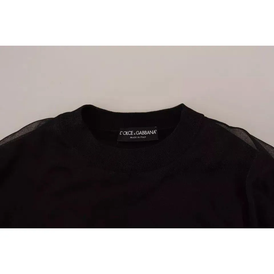 Dolce & Gabbana Black Polyester Logo Men Pullover Sweater