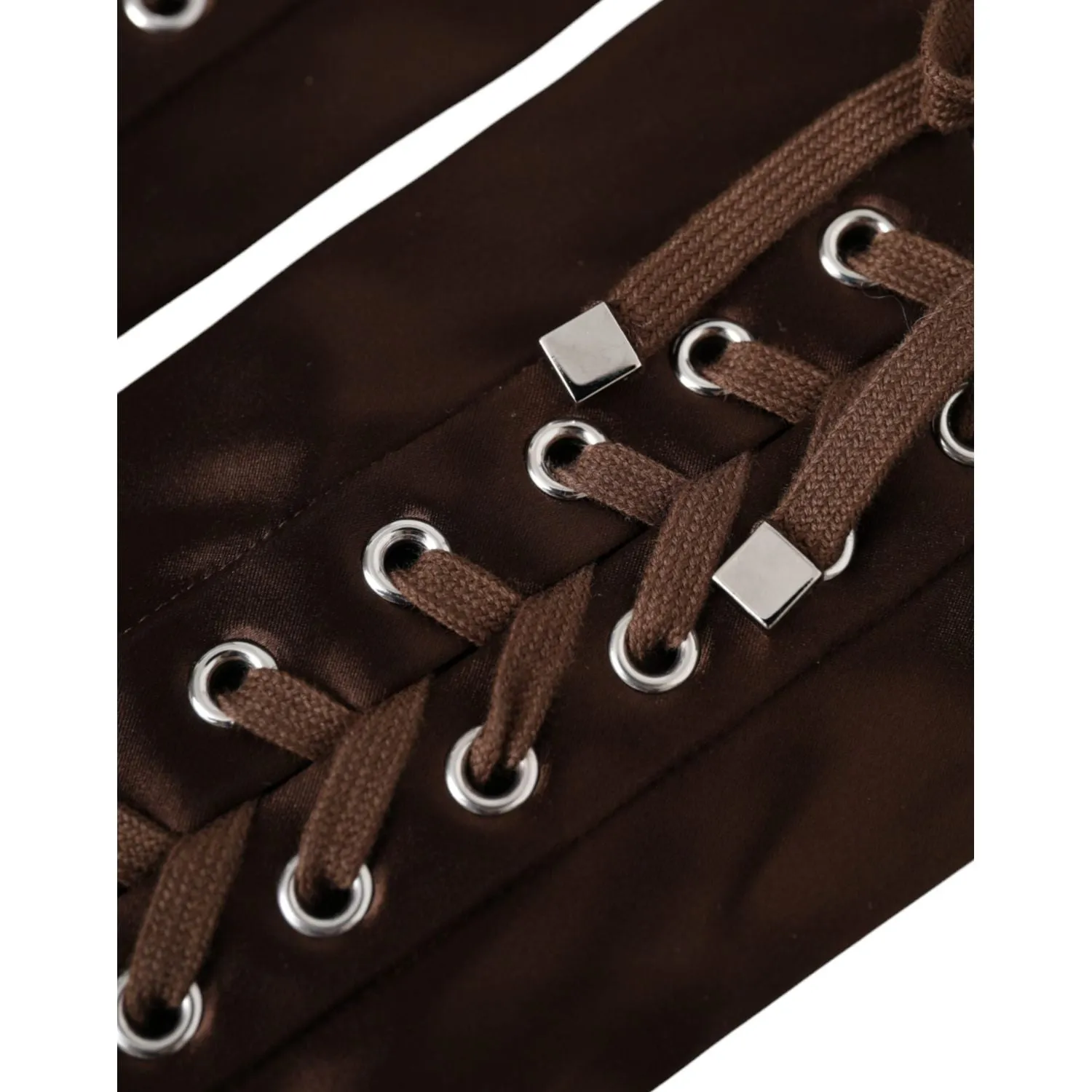 Dolce & Gabbana Brown Acetate Lace Up Fingerless Gloves