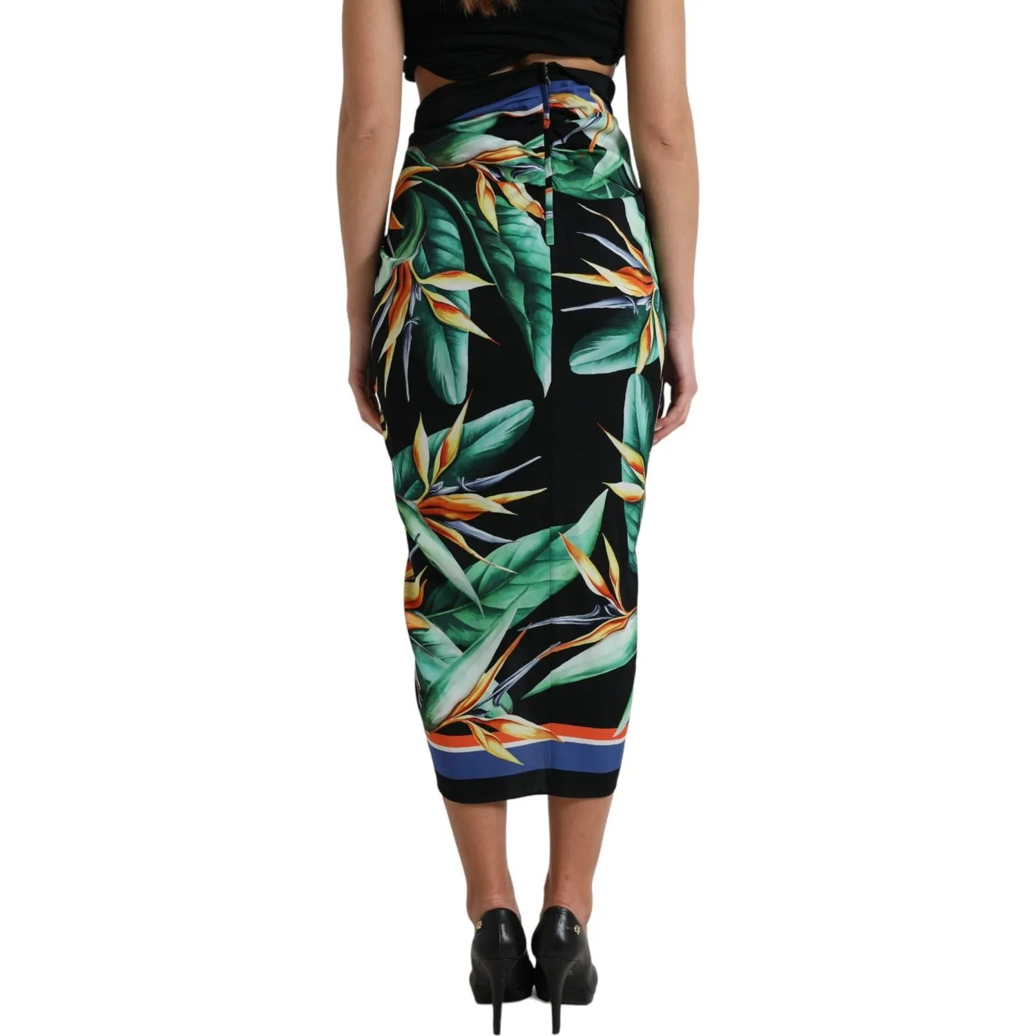 Dolce & Gabbana Elegant Floral High Waist Midi Skirt