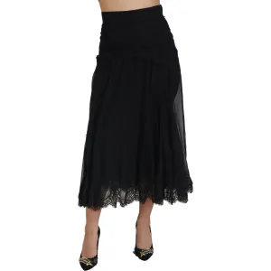 Dolce & Gabbana Elegant High-Waist Midi Silk-Blend Skirt