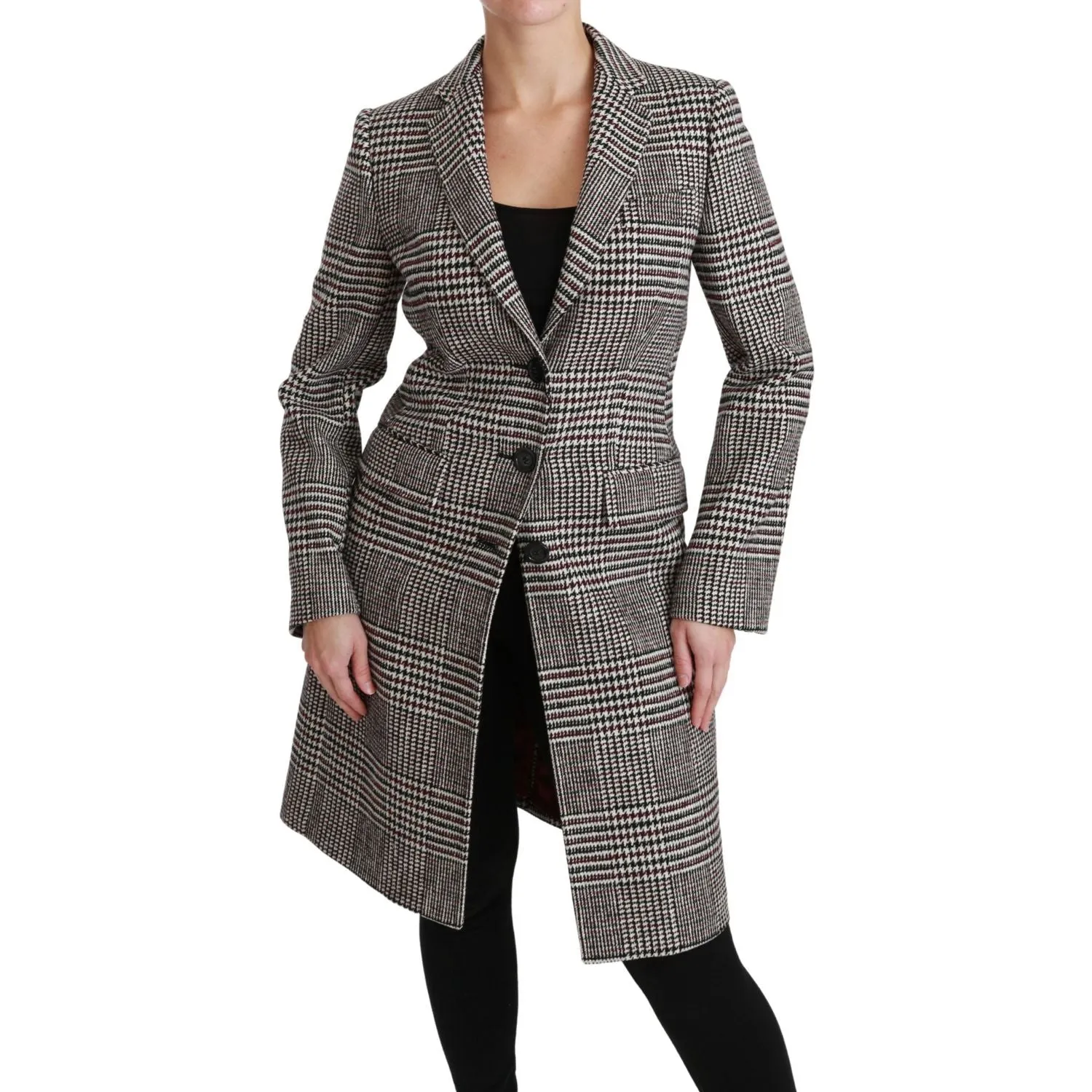 Dolce & Gabbana Elegant Multicolor Checked Knee-Length Jacket Coat