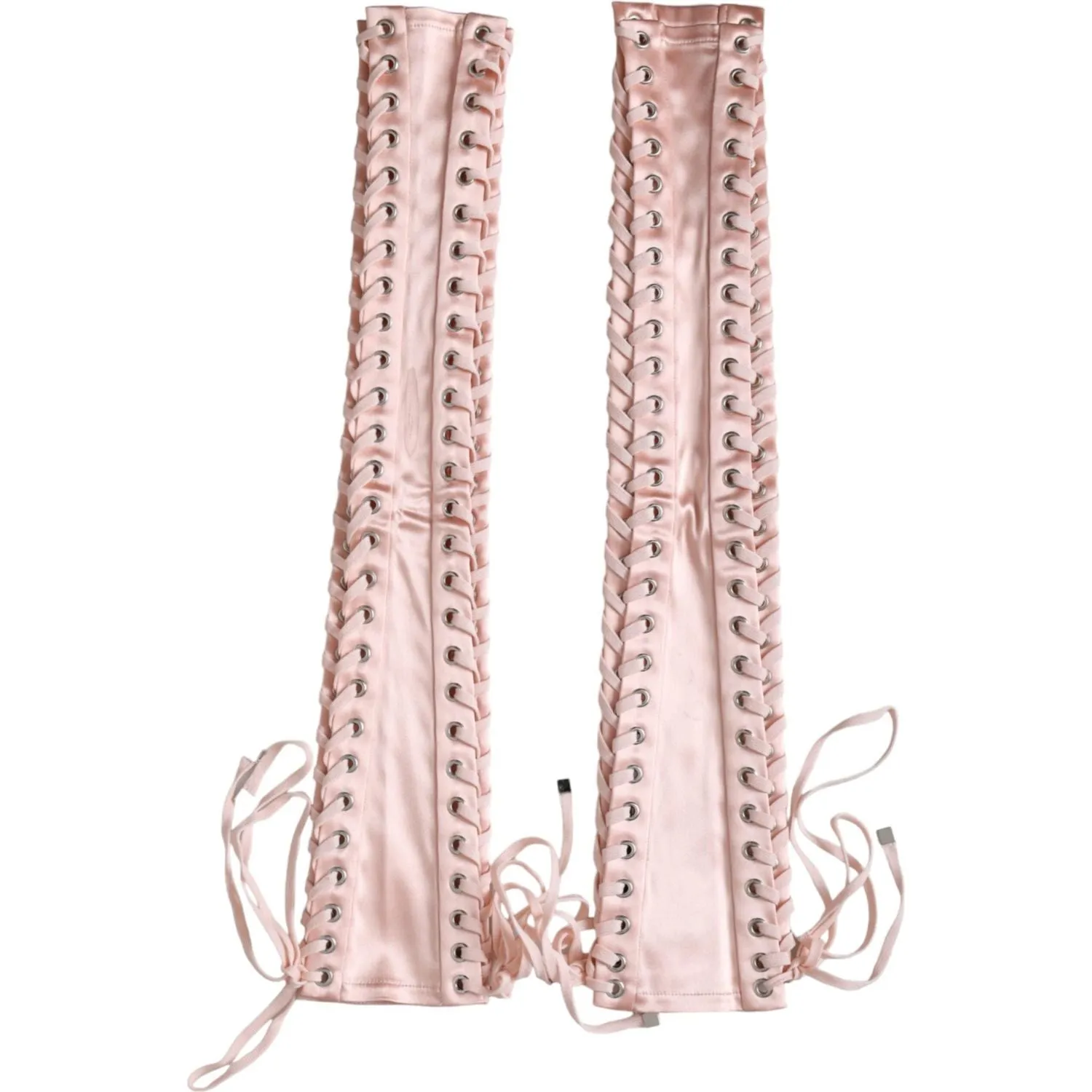 Dolce & Gabbana Pink Acetate Lace Up Fingerless Gloves