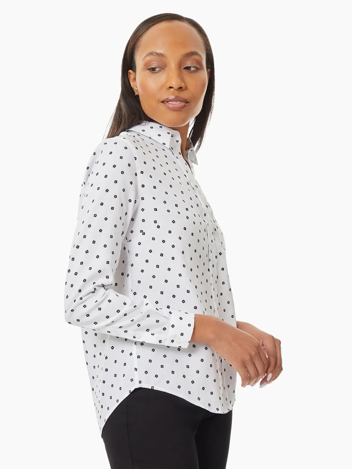 Dotted Easy-Care Button-Up Shirt