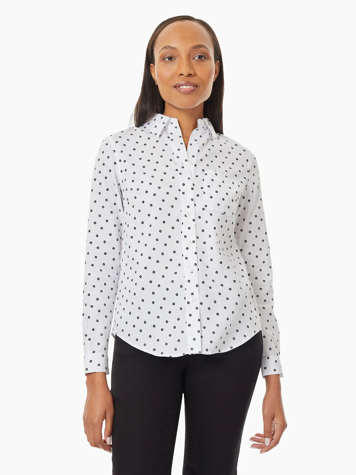 Dotted Easy-Care Button-Up Shirt