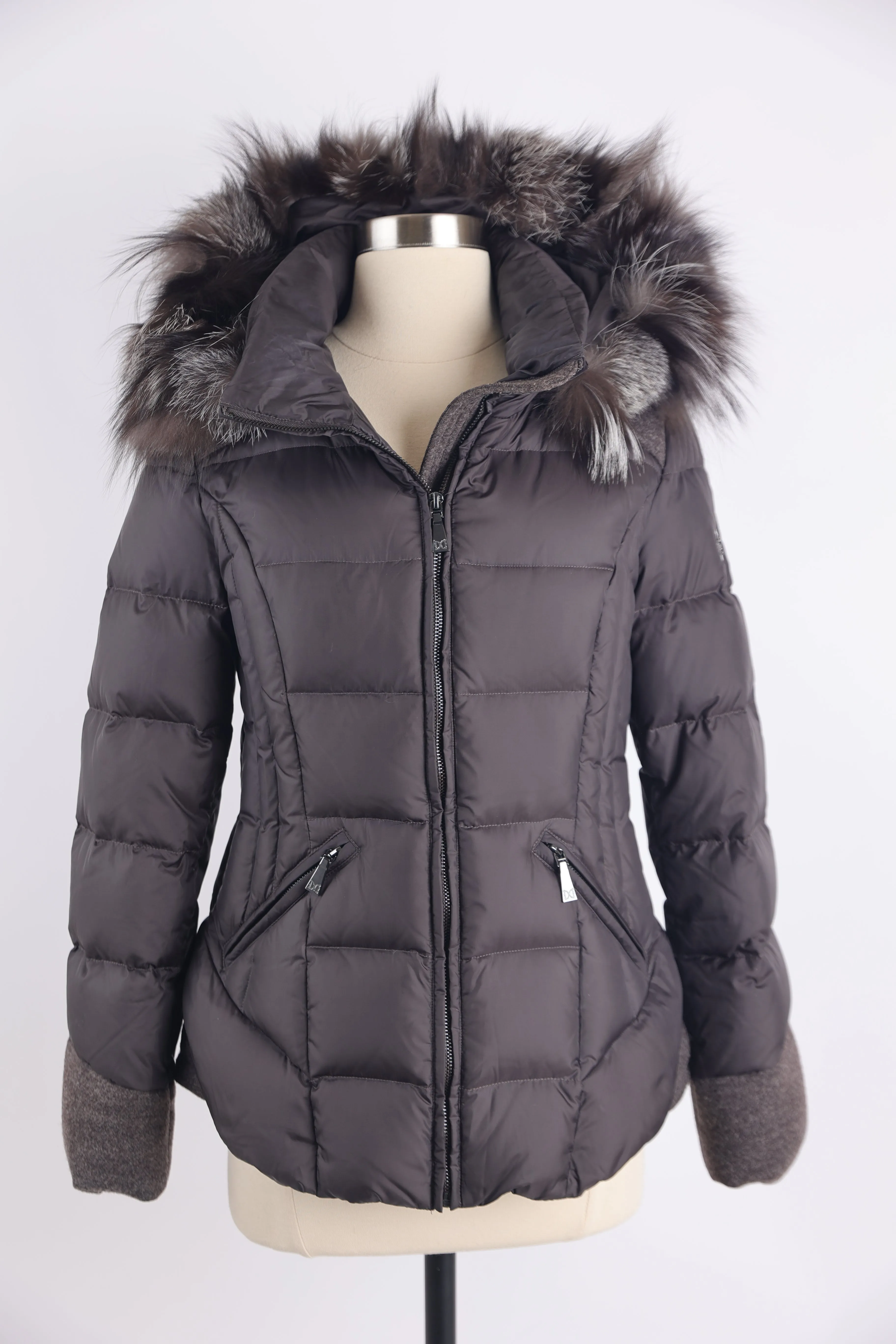 Down Puffer Jacket W/ Fur hood & Wool Trim