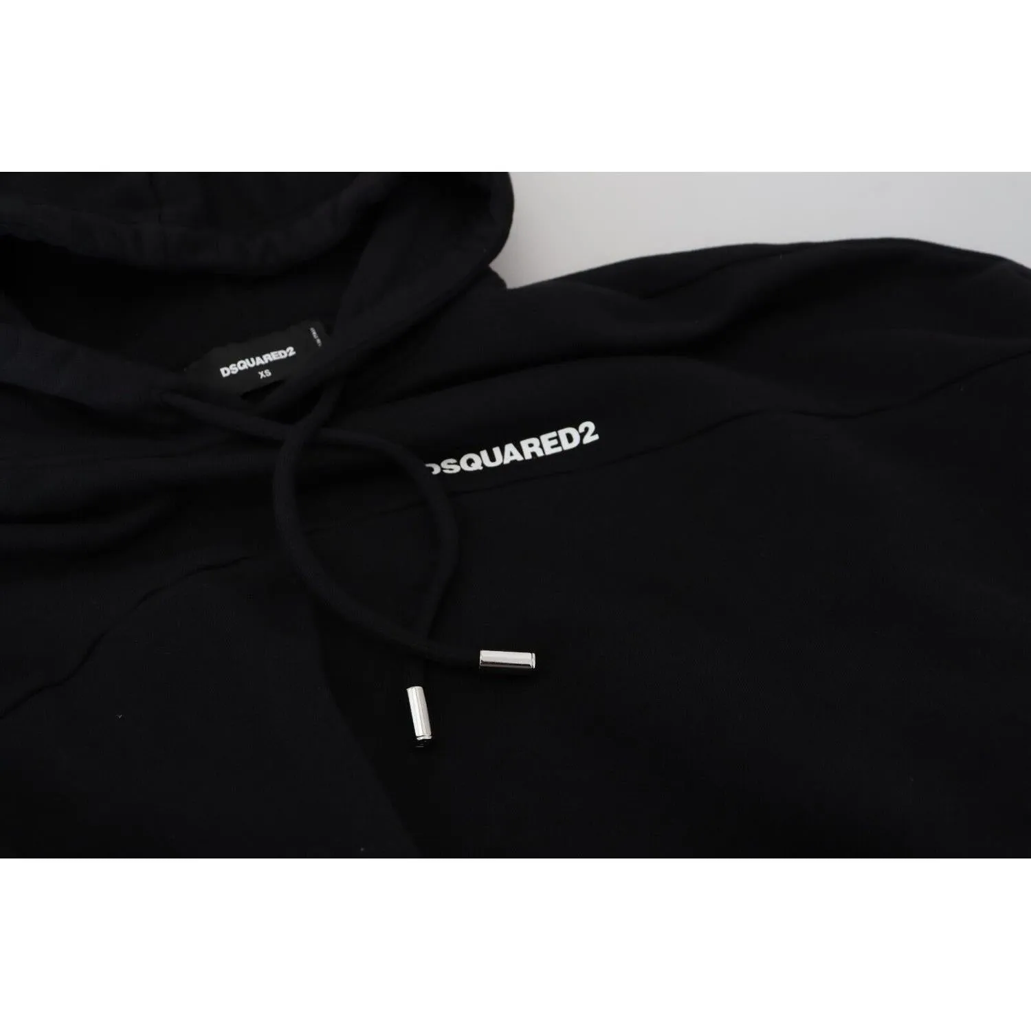 Dsquared² Black Logo Patch Cotton Hoodie Sweatshirt Sweater