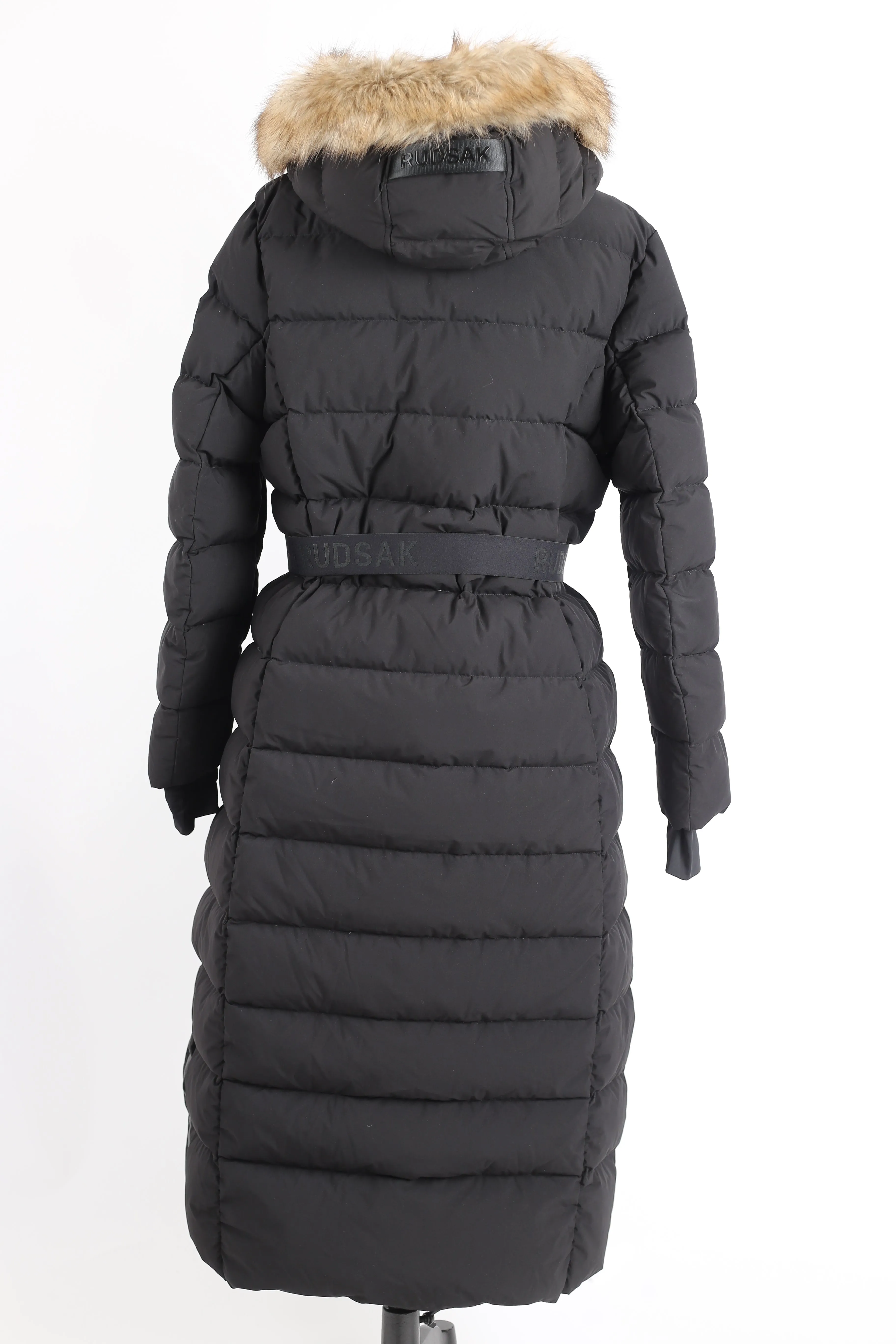 Elsie M Long Down Belted Parka W/ Fur Hood