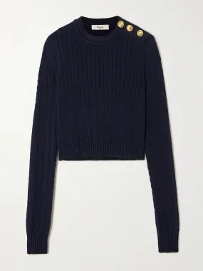 Embellished cable-knit cotton sweater