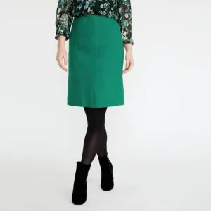 Emerald Boiled Wool A-Line Panel Skirt