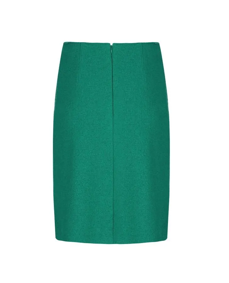 Emerald Boiled Wool A-Line Panel Skirt