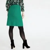 Emerald Boiled Wool A-Line Panel Skirt