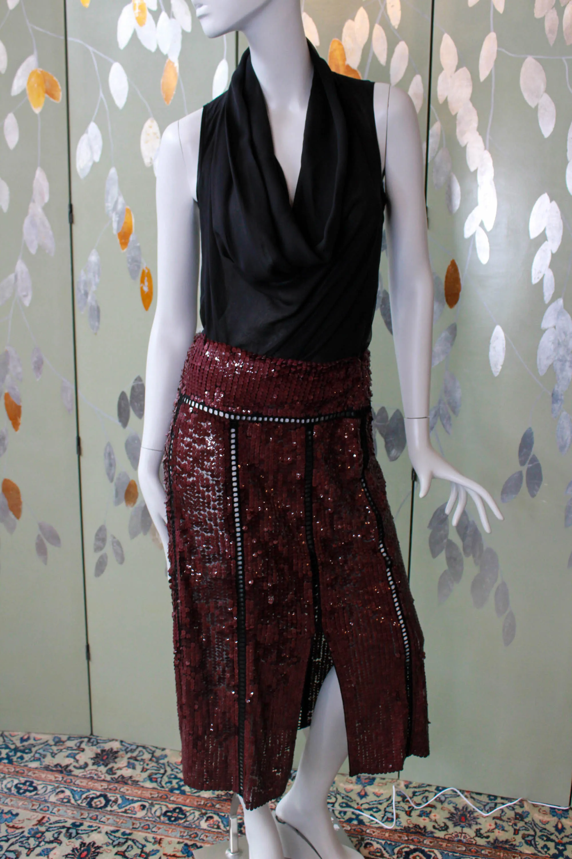 Emilio Pucci Purple Sequinned Midi Skirt, 30" Waist