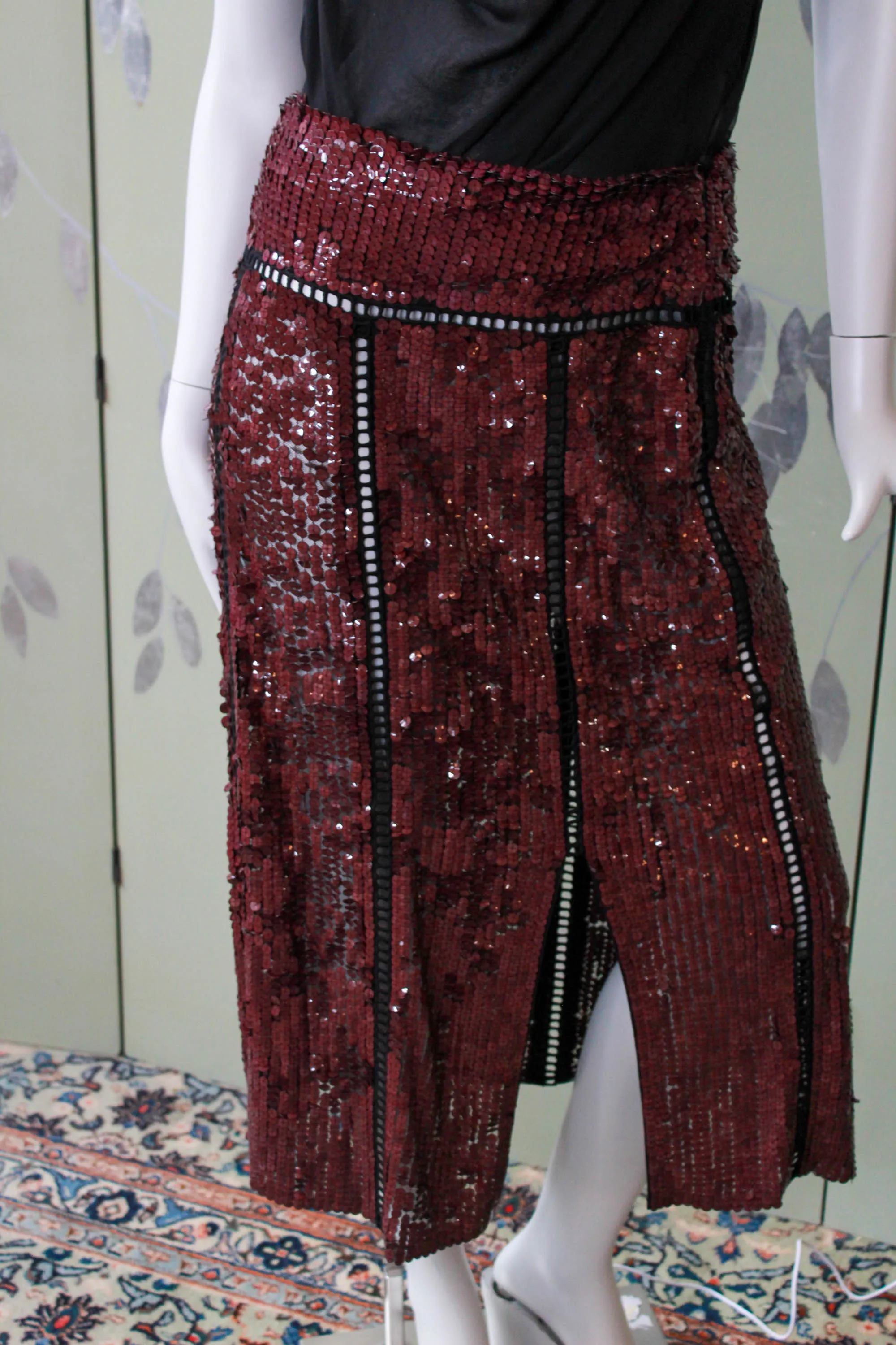 Emilio Pucci Purple Sequinned Midi Skirt, 30" Waist