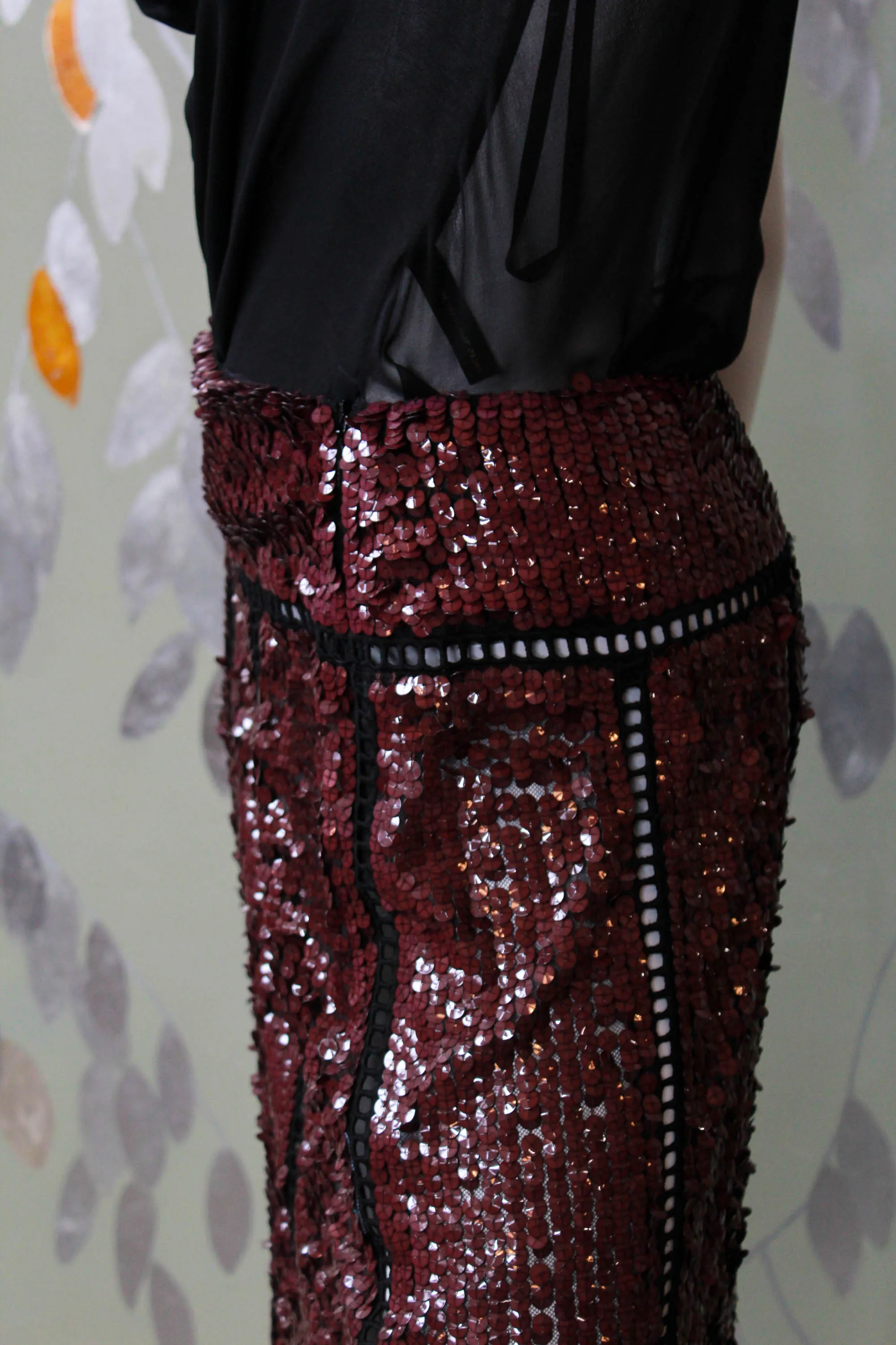 Emilio Pucci Purple Sequinned Midi Skirt, 30" Waist