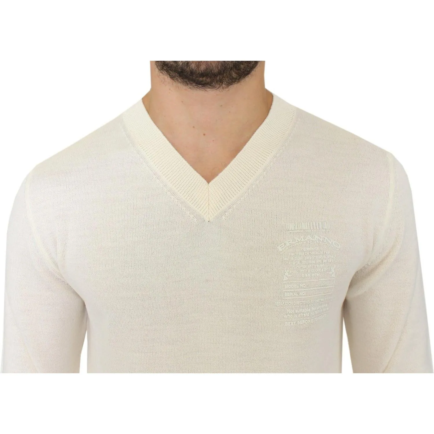 Ermanno Scervino Off-White V-Neck Wool Blend Pullover