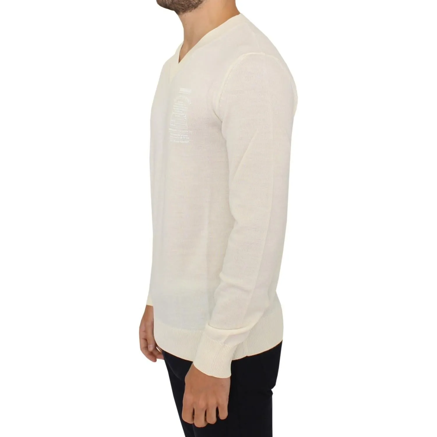 Ermanno Scervino Off-White V-Neck Wool Blend Pullover