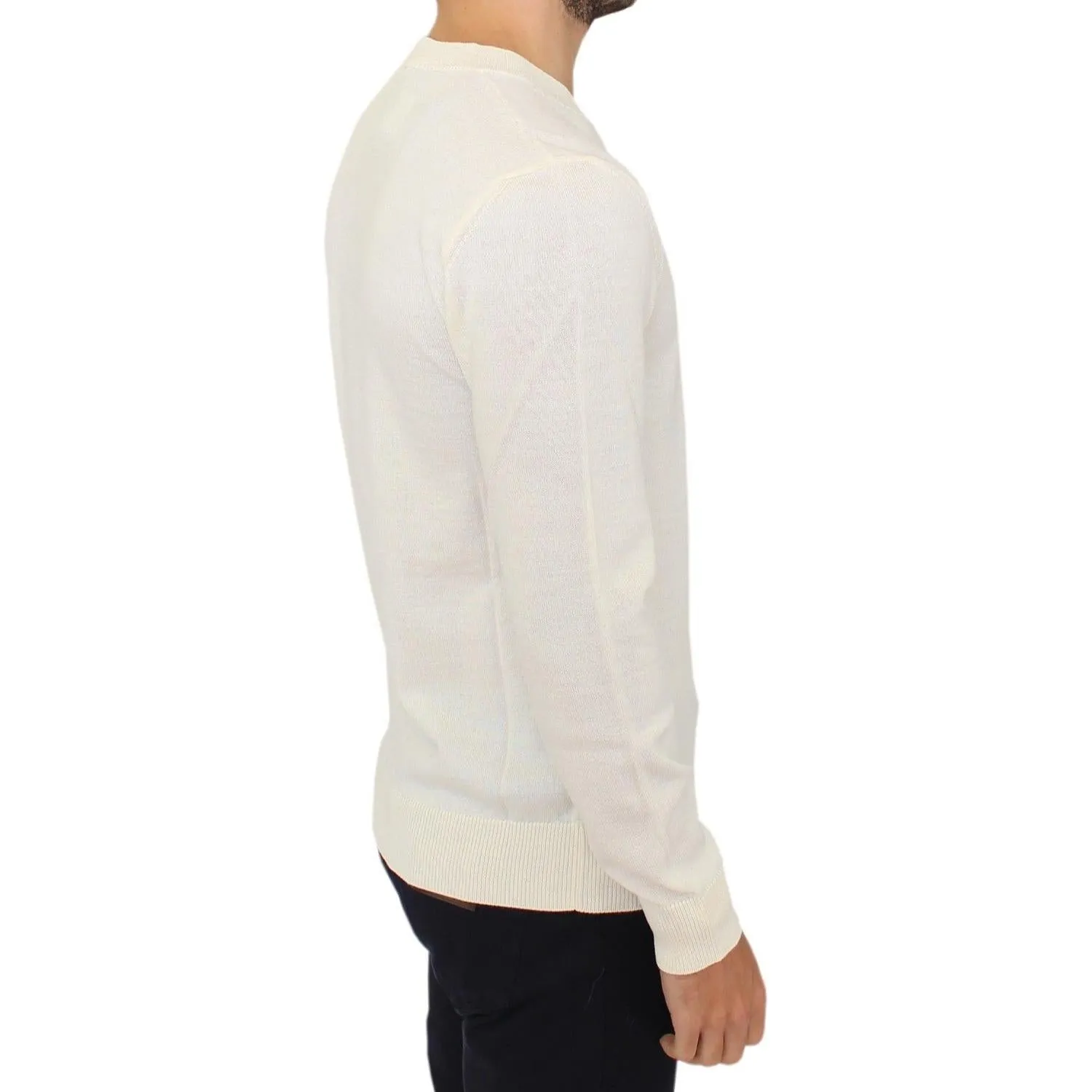 Ermanno Scervino Off-White V-Neck Wool Blend Pullover