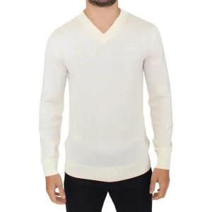 Ermanno Scervino Off-White V-Neck Wool Blend Pullover