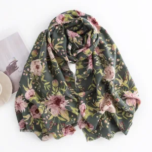 FH23-5414 Flower printed winter scarf