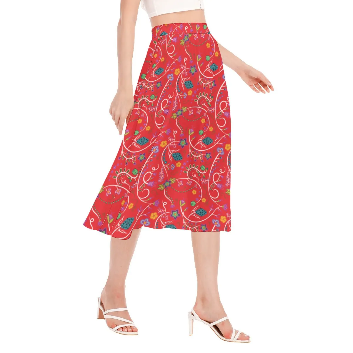 Fresh Fleur Fire Women's Long Section Chiffon Skirt