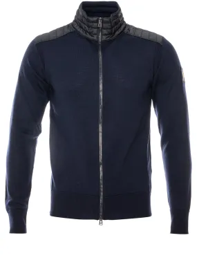 Full Zip Merino Wool Cardigan Navy