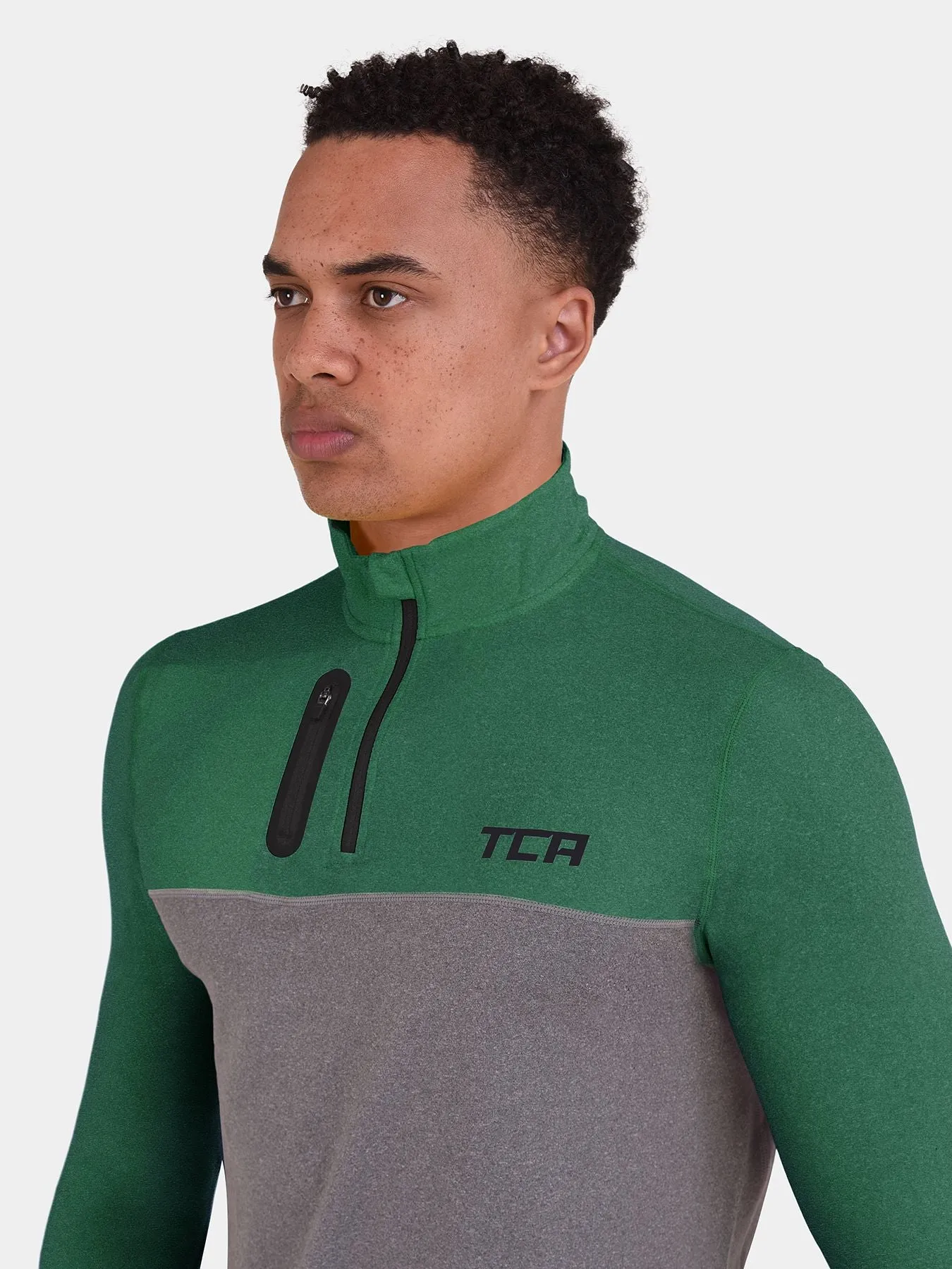 Fusion Half Zip Running Top For Men With Thumbholes & Chest Zip Pocket