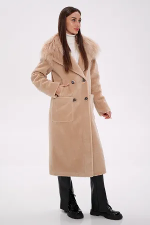 Genuine Lama Fur Virgin Wool Coat