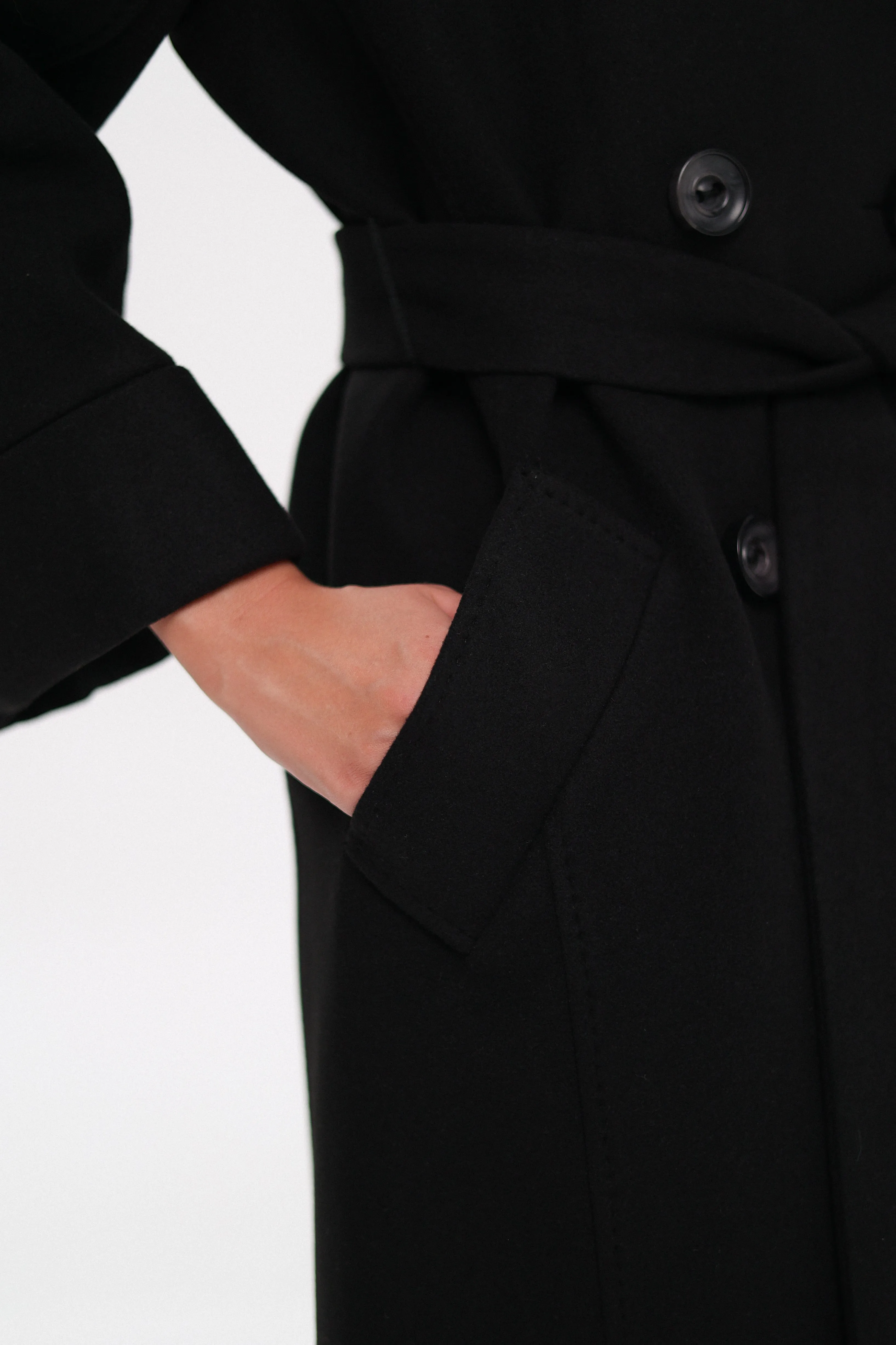 Genuine Polar Fox Tailored Cashmere-Wool Coat