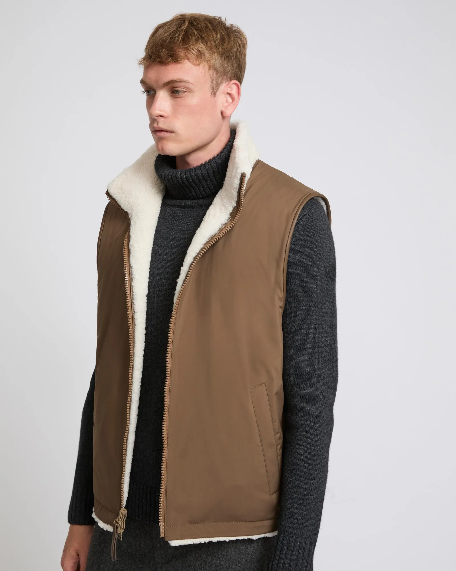 Gilet fleece en peau lainée réversible