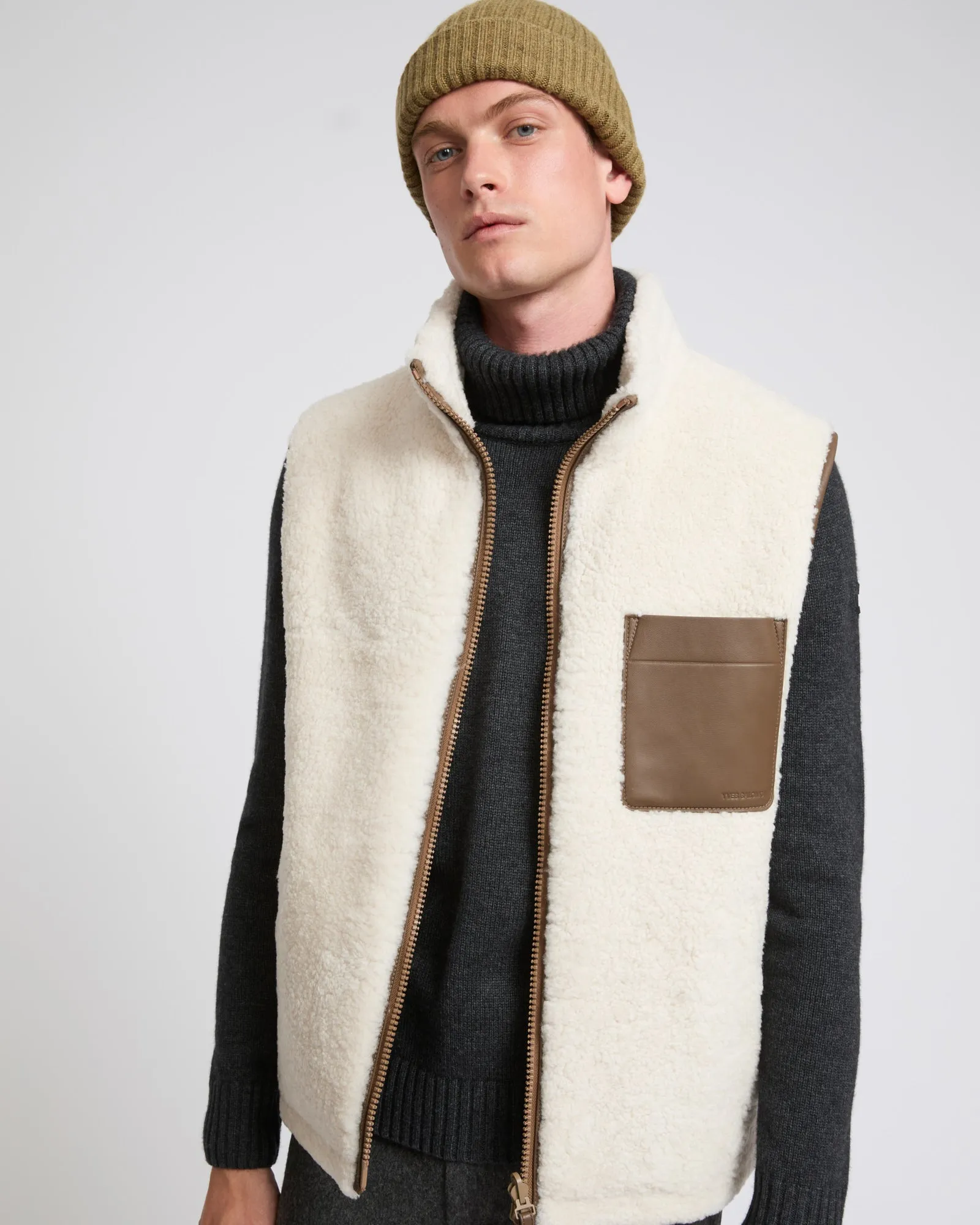 Gilet fleece en peau lainée réversible