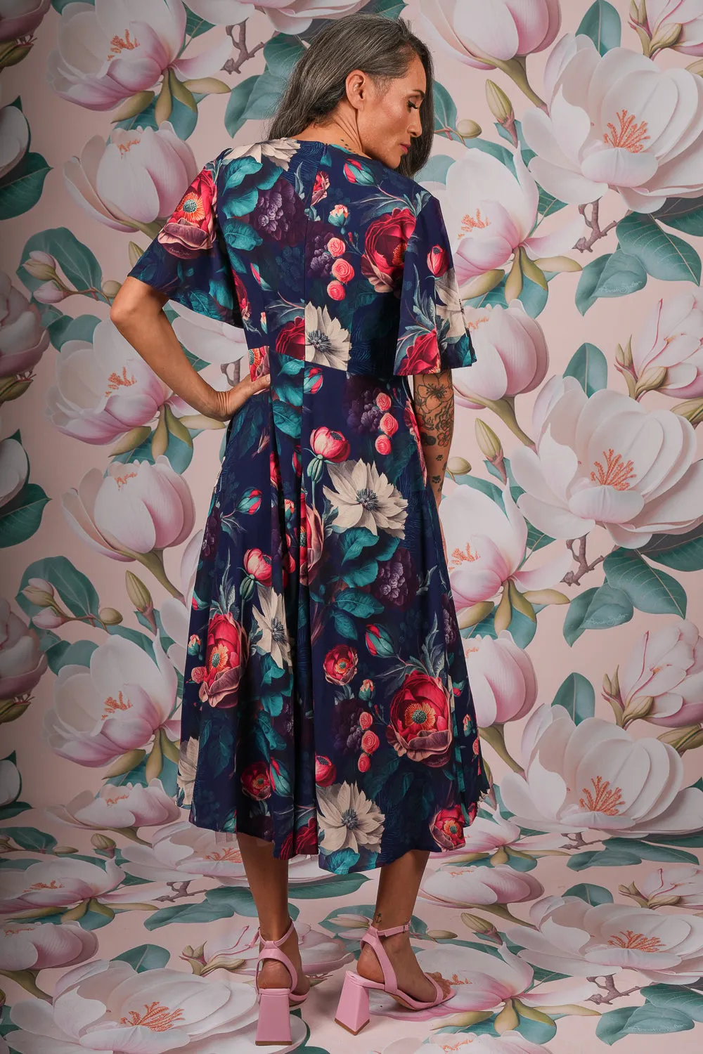 Gina Rose Dress - Blooming Love Navy