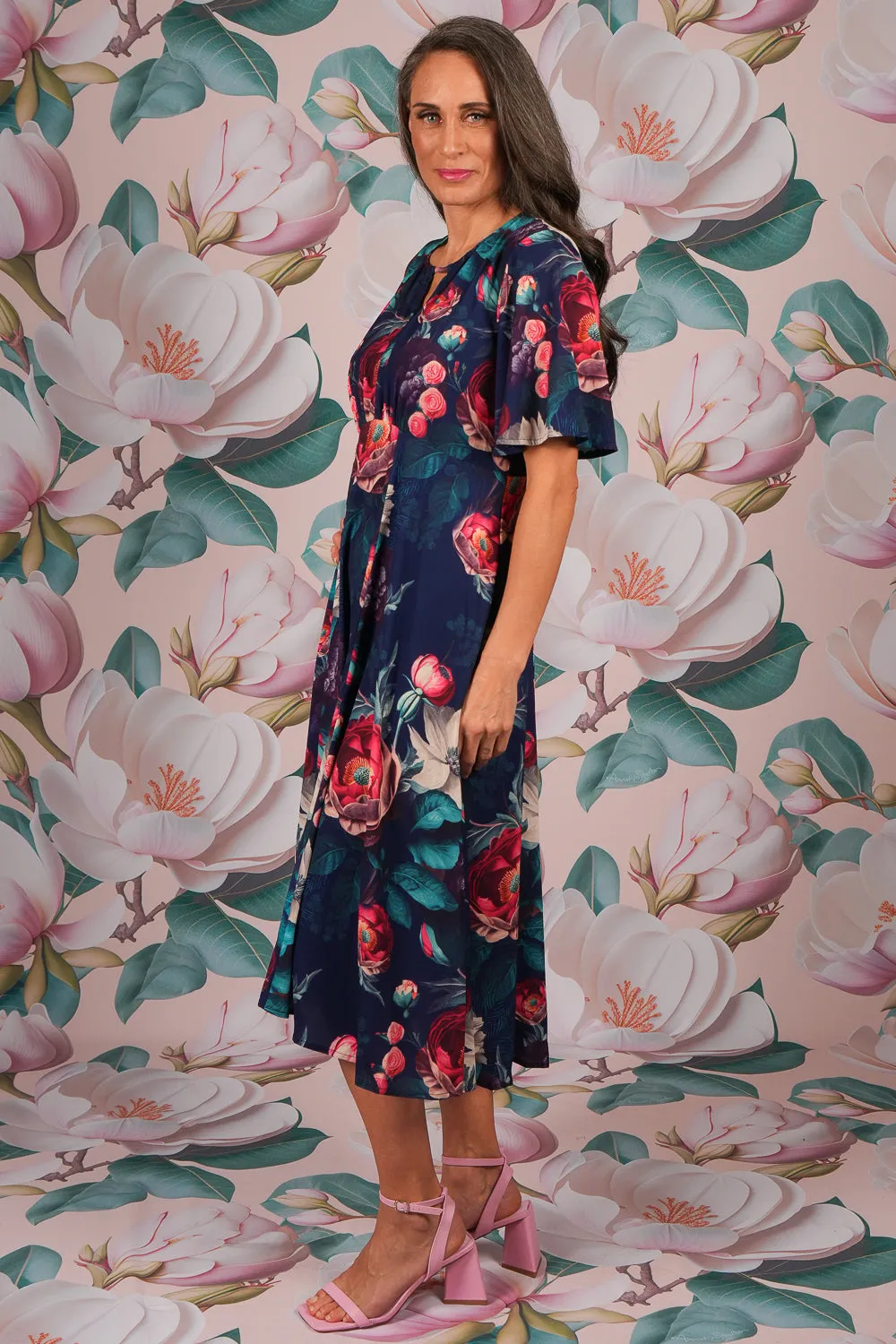 Gina Rose Dress - Blooming Love Navy