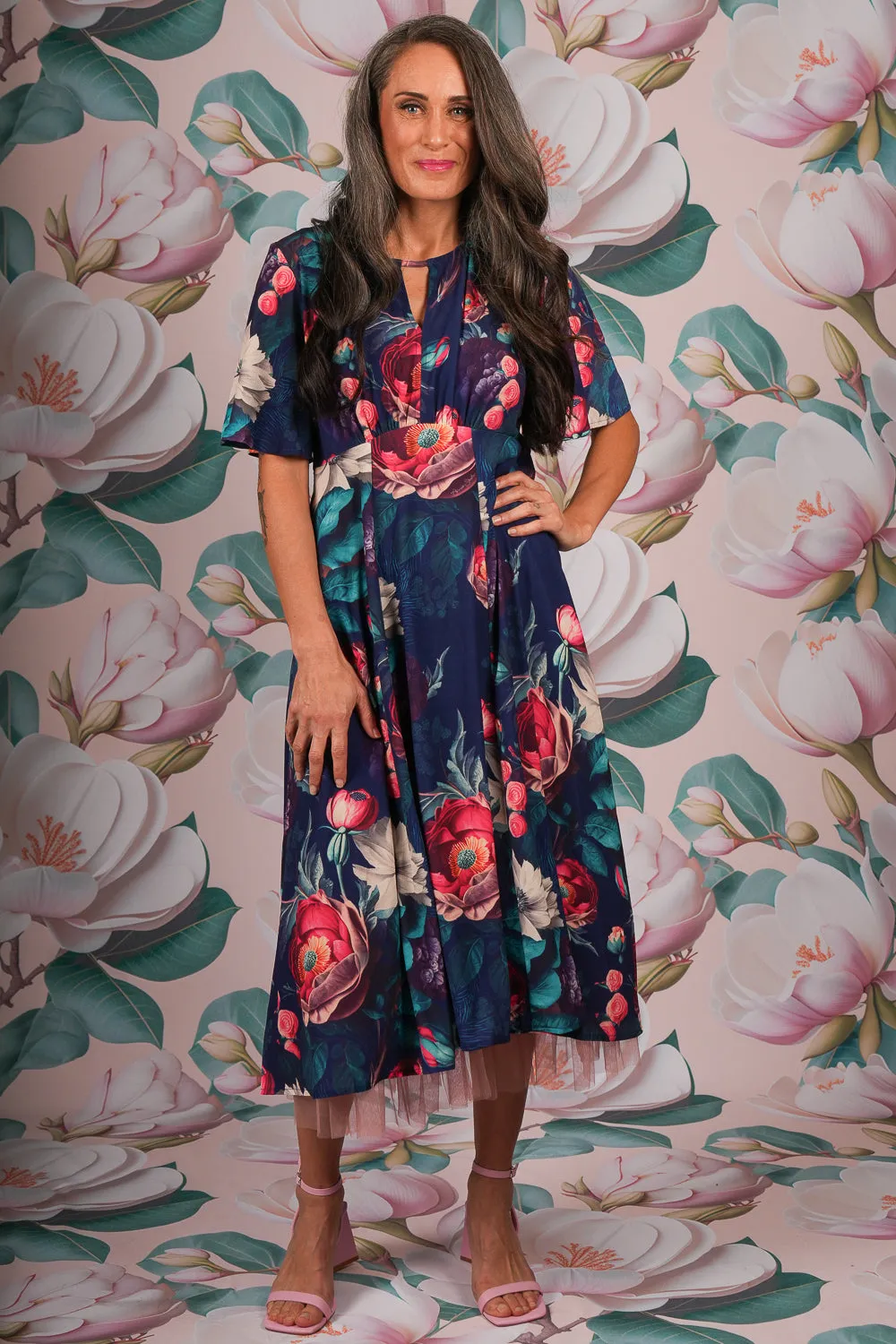 Gina Rose Dress - Blooming Love Navy