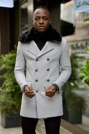 Gray Double Breasted Wool Coat