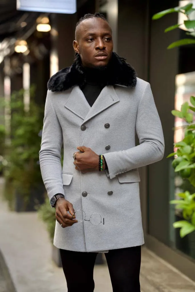 Gray Double Breasted Wool Coat