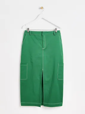 Green cargo midi skirt