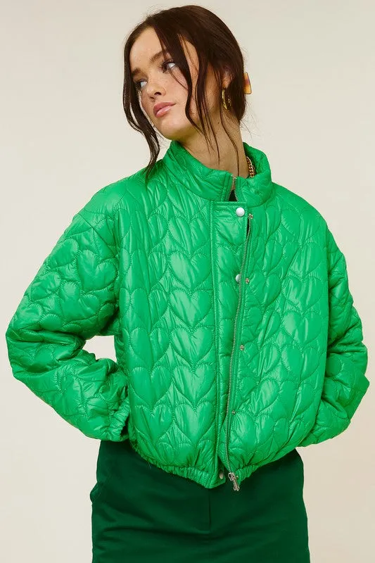 Green Heart Pattern Lightweight Fashion Jacket