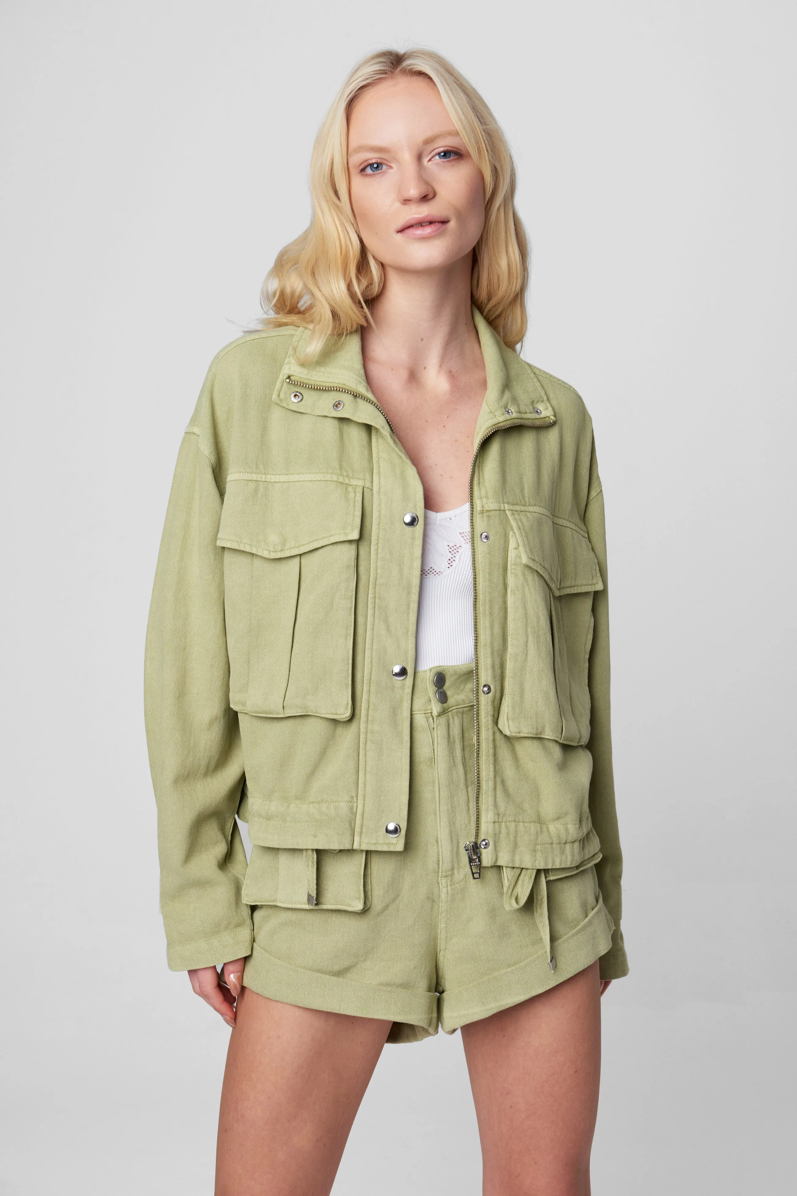 Green Light Linen Utility Jacket